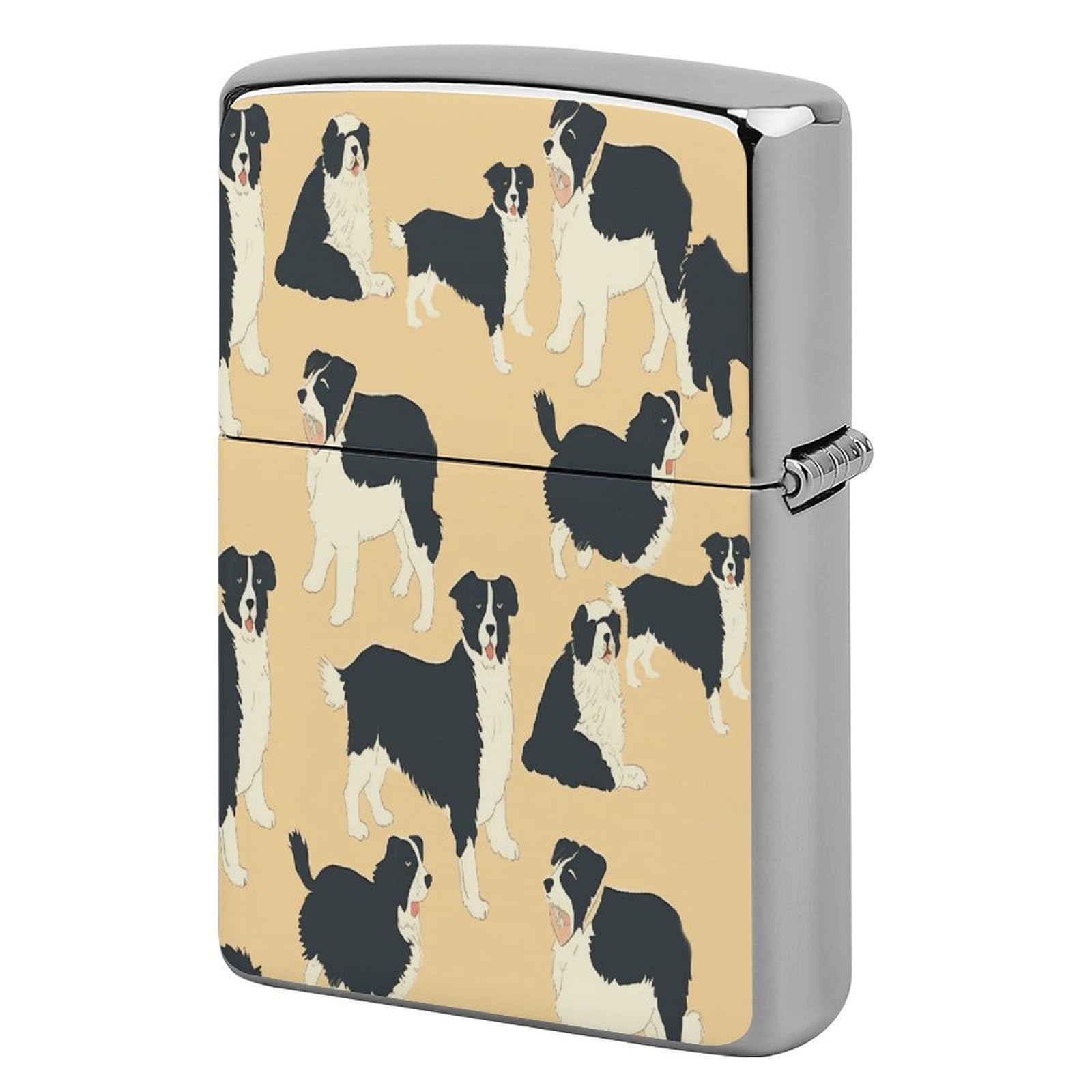 Btcowzrv Style Border Collie Pattern Metal Lighter Case Sleeve Cover Holder