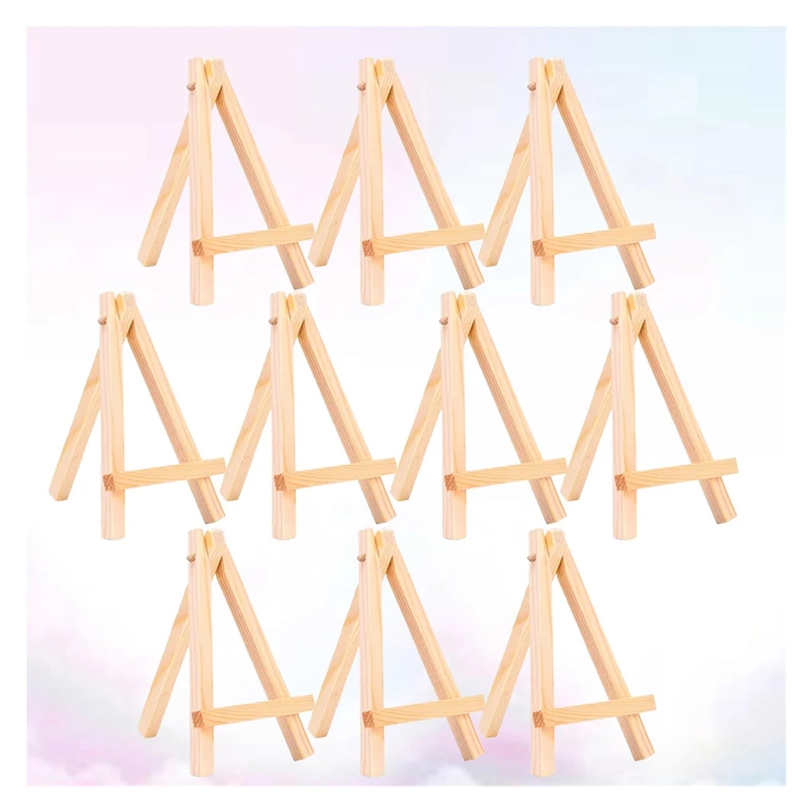 Juego de 10 mini caballetes triangulares de madera, práctico estante de exhibición de escritorio para pintar arte, estudio en casa, soporte de mesa, perfecto para manualidades y decoración