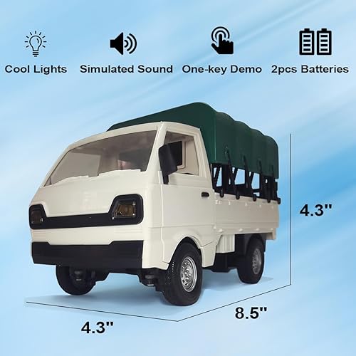 Miniatura 6 de KNACKTOYZ Camión RC todoterreno 2.4G para niños, camioneta de escalada 116 con lona, auto de control remoto todo terreno con luces LED, juguetes de