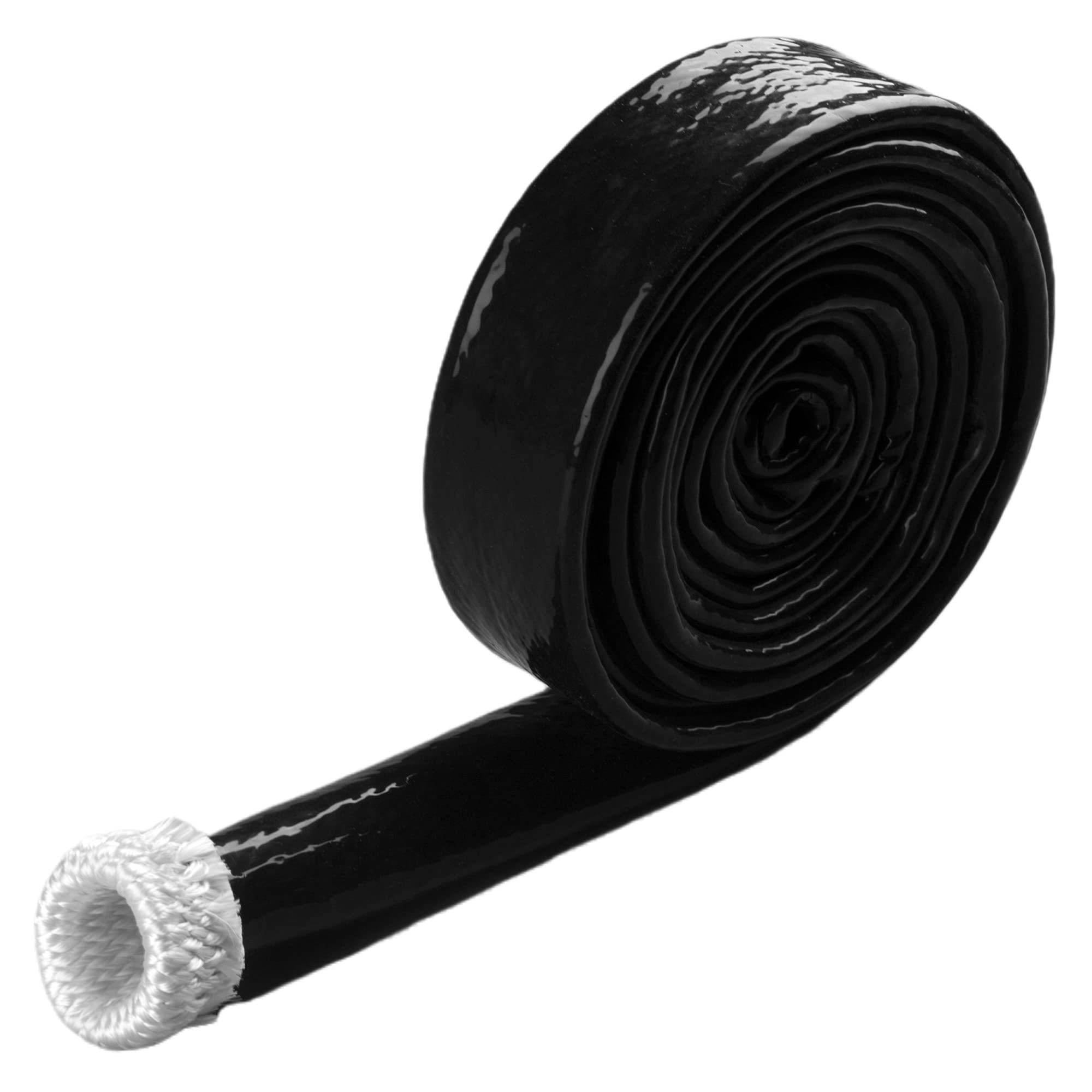 ZIMFLEX Heat Shielded Fire Sleeve Thermo Armor Silicone Coated Fiberglass Tape For Hose Lines & Electrical Wiring, (1/2" ID, 5 feet, Black)
