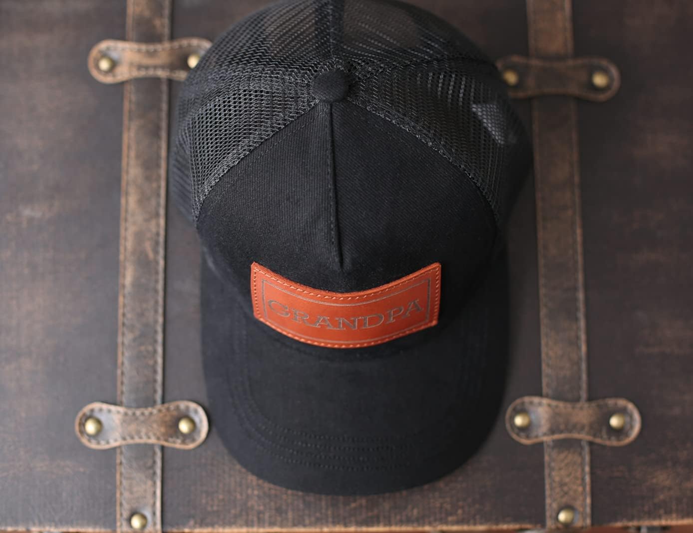 Dad Hat Gift for Father's Day - New Grandpa Gift Trucker Hat for Dad Golf Hat with Custom Leather Patch - Image 4