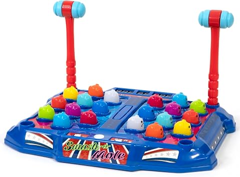 Merchant Ambassador Retro Arcade Electronic Smash-A-Mole - Tabletop Game, Moles Light Up, 4 Playing Modes, 1-2 Players, Ages 6+