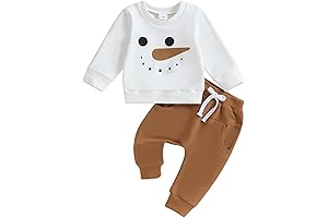 Baby Boy Girl Christmas Clothes 'Step 2 My First Snowman' Print Sweatshirt Outfit