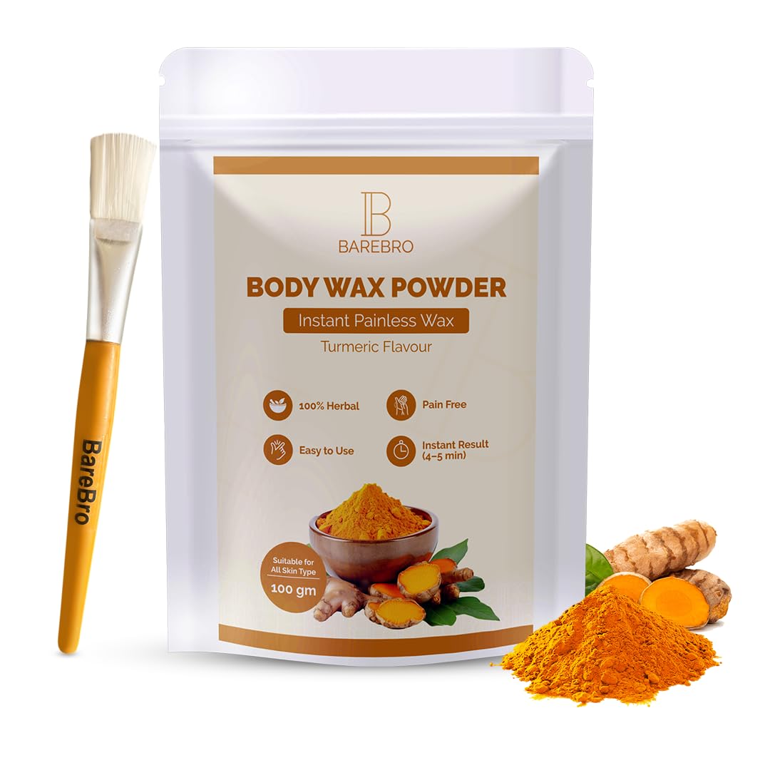 Turmeric Hair Removal Wax Powder for Women & Men | Professional & Painless Herbal Wax Powder with Natural Ingredients for All Skin Types | Quick, Easy to Apply Hair Removal for Smooth Skin with No Irritation or Skin Rashes 100 Gms