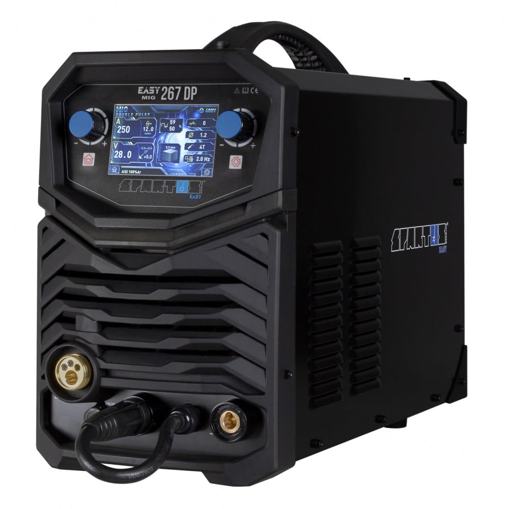 SPARTUS MIG MAG - Saldatrice a gas protettivo, 400 V, 250 A, inverter a doppio impulso per alluminio e acciaio, sinergica, azionamento a 4 rulli, EasyMIG 267 DP Bestschweissen.de