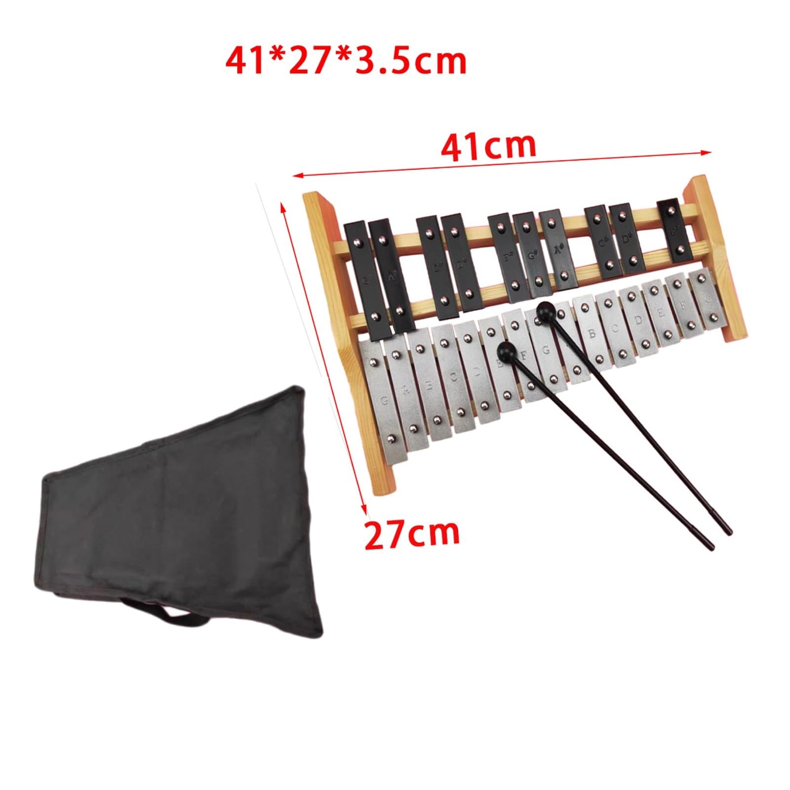 Xilofono Xilofono Glockenspiel da 25 note | Compatto professionale(Black Silver B)