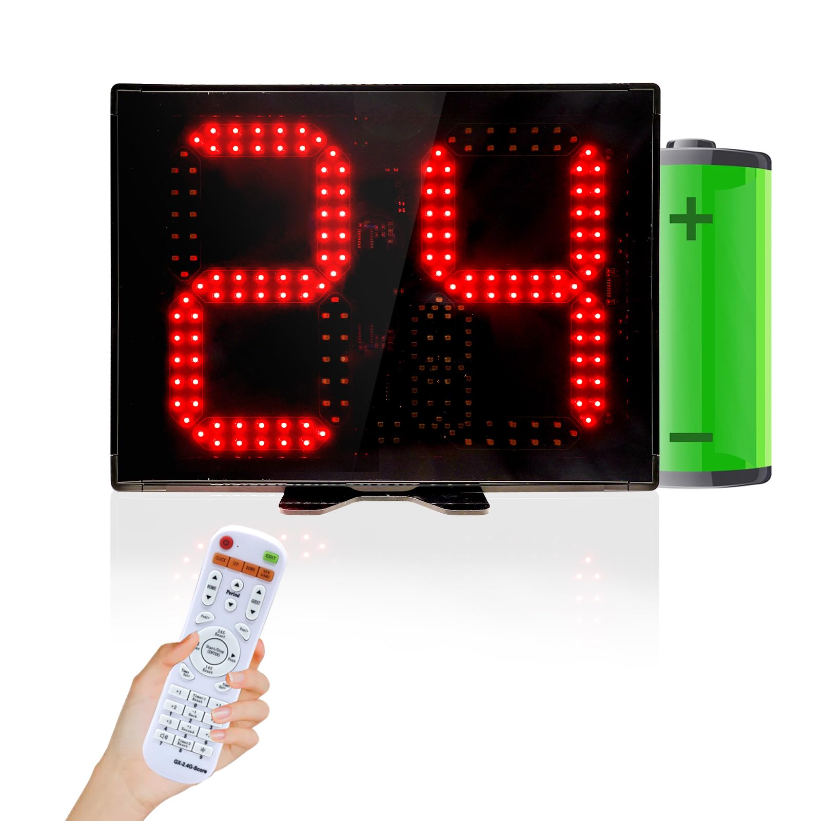 GAN XIN Custom Time 12/14/20/24/30 Seconds Shot Clock Countdown Timer Clock for Basketball Game, Portable Shot Clock Timer for Basketball Court, Remote Control Shot Clock Basketball with Buzzer