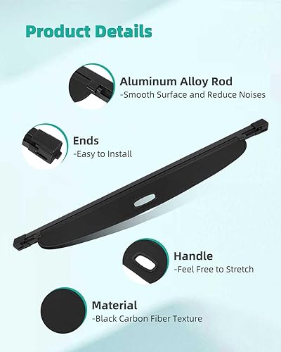 Miniatura 2 de SCITOO Cubierta retráctil de carga trasera 2021-2022 para Cadillac XT6 2.0L Cubierta de seguridad retráctil para maletero trasero