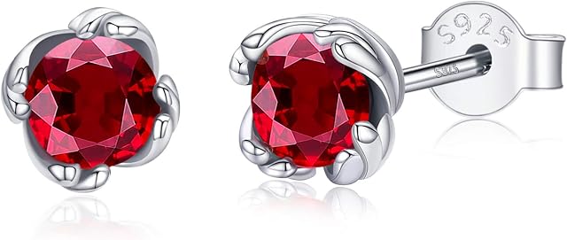 Rose Earrings for Women 925 Sterling Silver Small Round Stud Earrings Rose Flowers Jewelry Gifts for Her