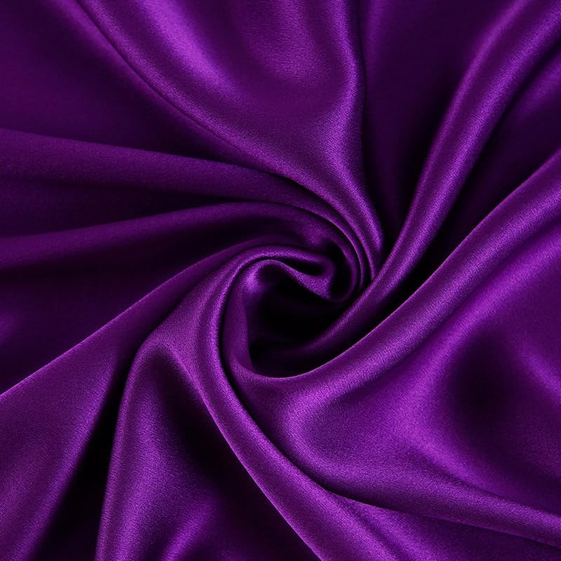 Maxfeel 100% Pure Mulberry Silk Charmuse Solid Dyed Fabric Multicolor for Bedding Dress Sold by Half a Yard or by The Yard (Violet)