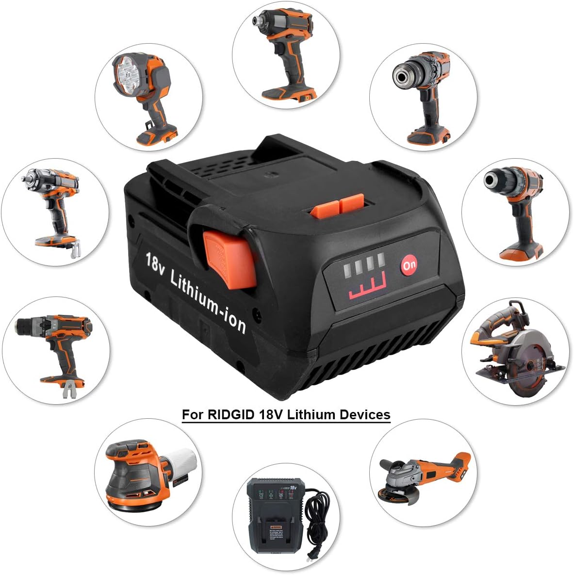 New Product Biswaye 2 Pack 18V 6.0Ah Lithium Ion Battery Replacement for RIDGID 18V Drill Battery R840087 R840083 R840086 R840085 R840084 AC840087P AC840086 AC840085