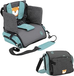 Olmitos - Asiento Elevador para Bebé 3 en 1 TIGER: Asiento, mochila y bandolera -Universal Correas Ajustable - Montaje Rápido - Bolsillos Prácticos - Trona portátil bebé - Trona de viaje(TIGER)