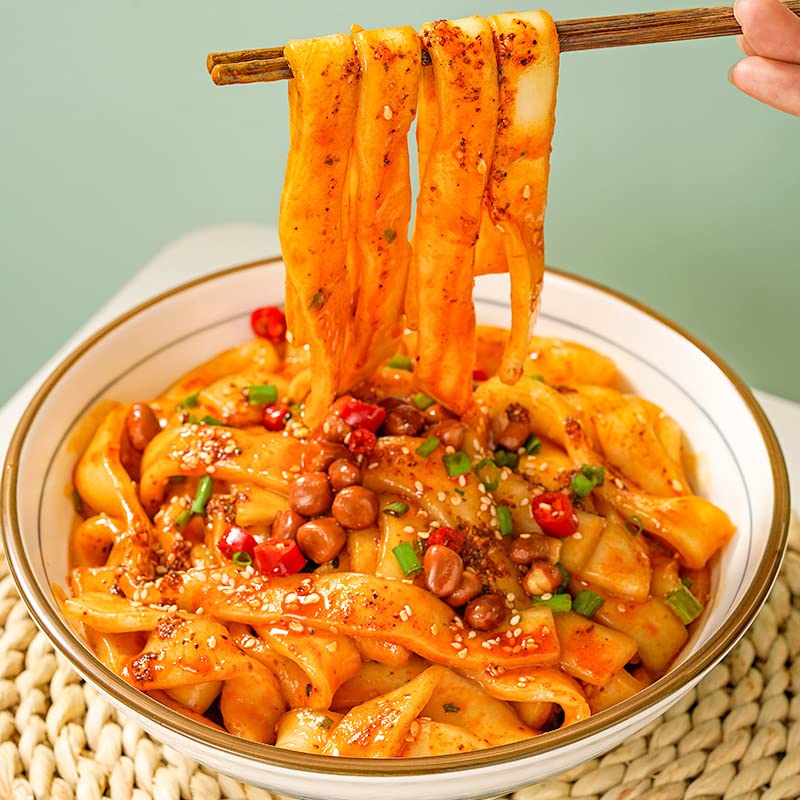 Miniatura 4 de Hotpot Fideos anchos KuanFenTiao, fideos de vidrio de batata, fideos de arroz de cristal masticables, fideos picantes y picantes, sin gluten, fideos