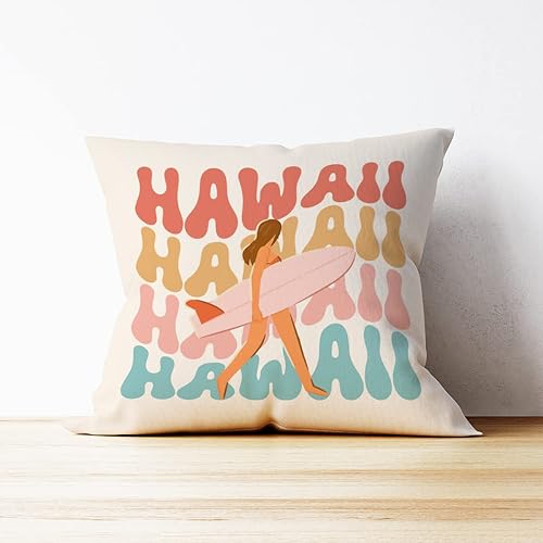 Miniatura 2 de Mancheng-zi Almohadas de playa  Fundas de almohada decorativas de 18 x 18 pulgadas con diseño hawaiano, decoración perfecta para habitación de playa