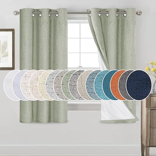 Miniatura 131 de PrinceDeco Cortinas 100% opacas, mezcla de lino natural, 84 pulgadas de largo, oscurecimiento de la habitación, cortinas opacas sólidas para sala de