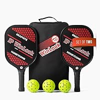JP WinLook Premium Pickleball Paddles Set - USAPA Graphite Carbon Fiber, 2 Lightweight Rackets, 3 Balls & Bag for Beginners & Pros