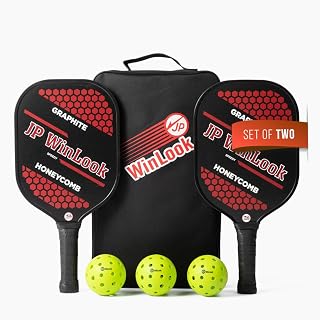 JP WinLook Premium Pickleball Paddles Set - USAPA Graphite Carbon Fiber, 2 Lightweight Rackets, 3 Balls & Bag for Beginners & Pros