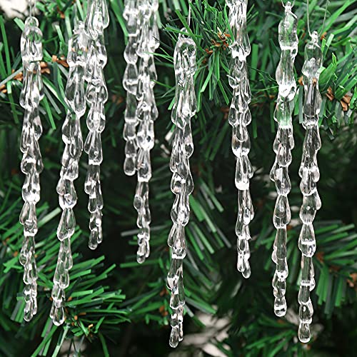 Zsail Icicle Ornaments 25 Pcs Icicles Pendant Set Christmas Decoration Acrylic Clear Icicles With Approx 11 Yard Cord For Christmas Tree Decoration (Water Drop-5.1Inch) #TOP7