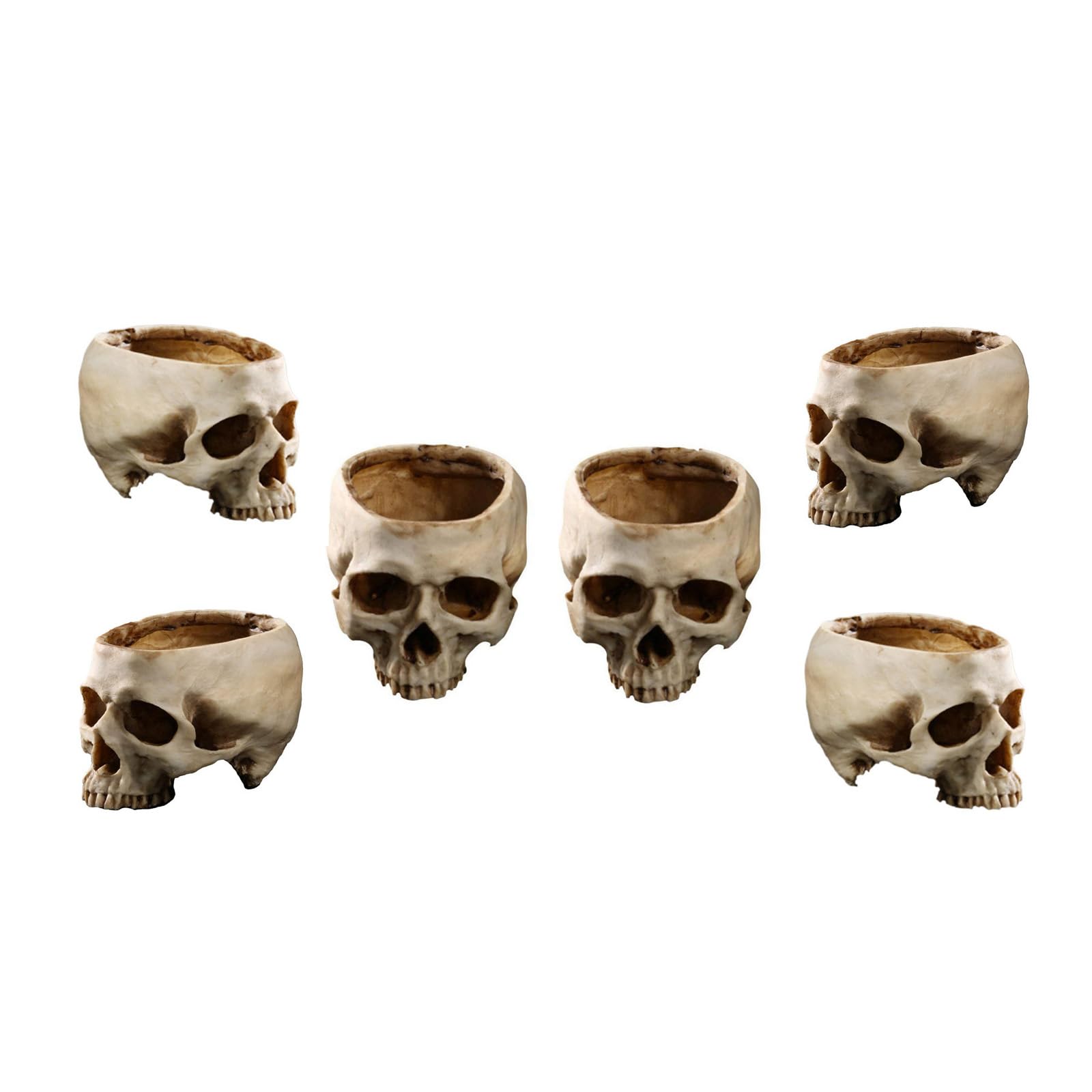 Qivange Resin Skull Head Plant Flower Pot Halloween Skull Props, 6pcs