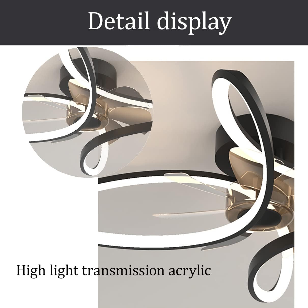 YUEGOO Ceiling Fans with Lamps,45Cm Ceiling Fan with Light Bedroom Led Dimmable 3 Speeds Shaped Fan Ceiling Light with Remote Control Modern Living Room