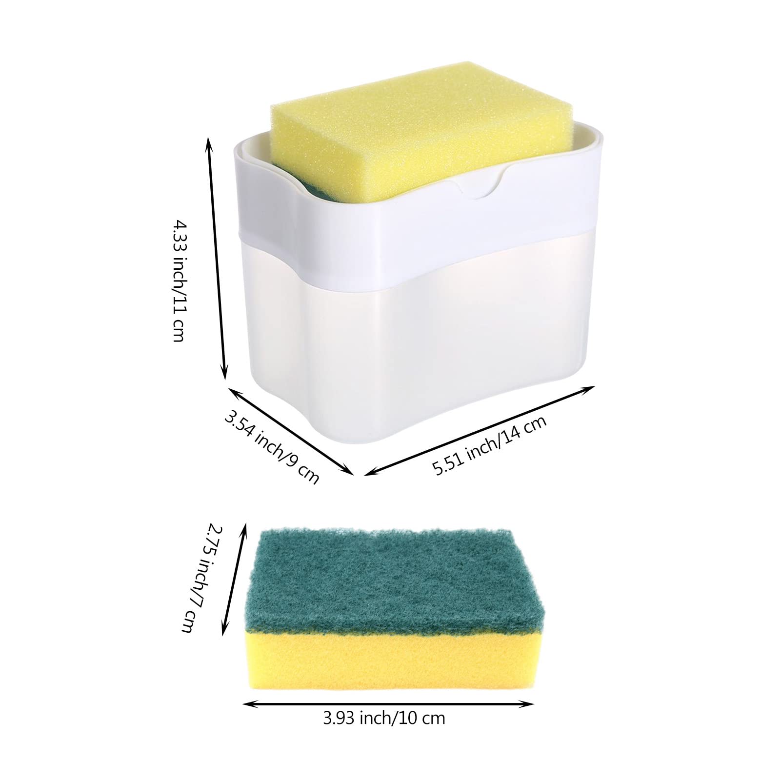 Dispenser di sapone in spugna - Dispenser di sapone per lavandino 2 in 1 con supporto per spugna - Supporto per spugna Lavandino detersivo per piatti Dispenser di sapone da banco Eubeisaqi