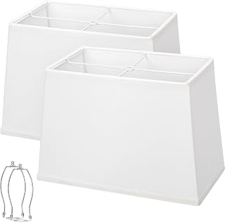 Rectangle Lamp Shades Set of 2, Top 7"x12.5",Bottom 9"x15",Height 10",White