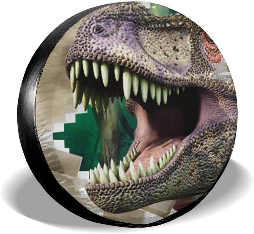 N / A Weatherproof Tire Protectors,Premium Quality Spare Wheel Tire Covers,Dinosaur Tough Waterproof Spare Tire Cover Universal Fits Jeep Rv Suv Trailer Truck Camper 16 inch