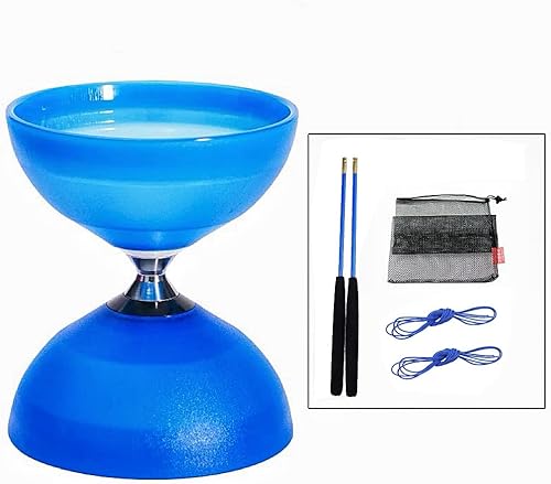 Miniatura 5 de Diablo flexible de doble cabeza transparente de 5 pulgadas, con eje vivo, juego de diábolo chino Yoyo con varillas de diablo de fibra de vidrio,