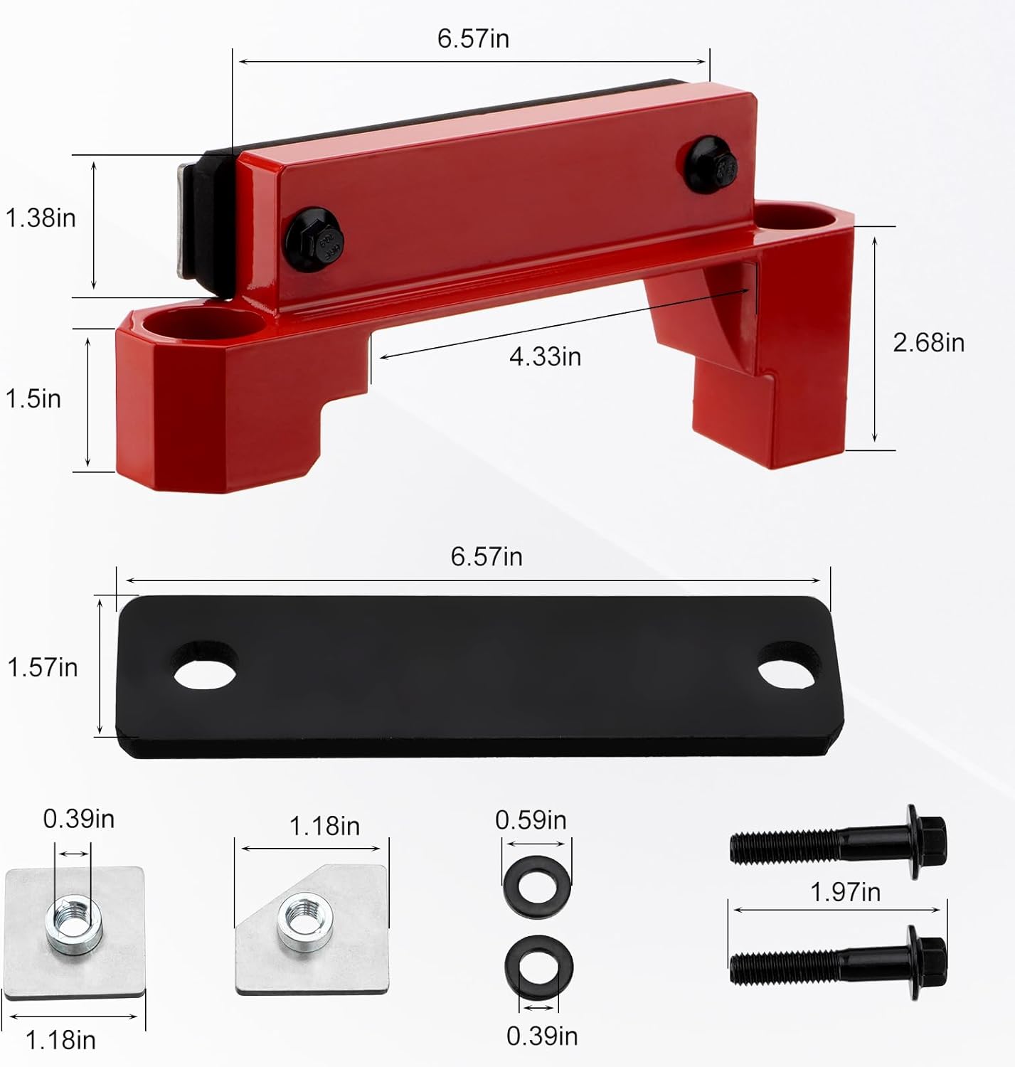 Billet Rear Differential Brace, Aluminum Alloy , Quick Installation, Compatible with 2015-2023 Chrysler 300, Dodge Charger/Challenger SRT Hellcat Scat Redeye, Red