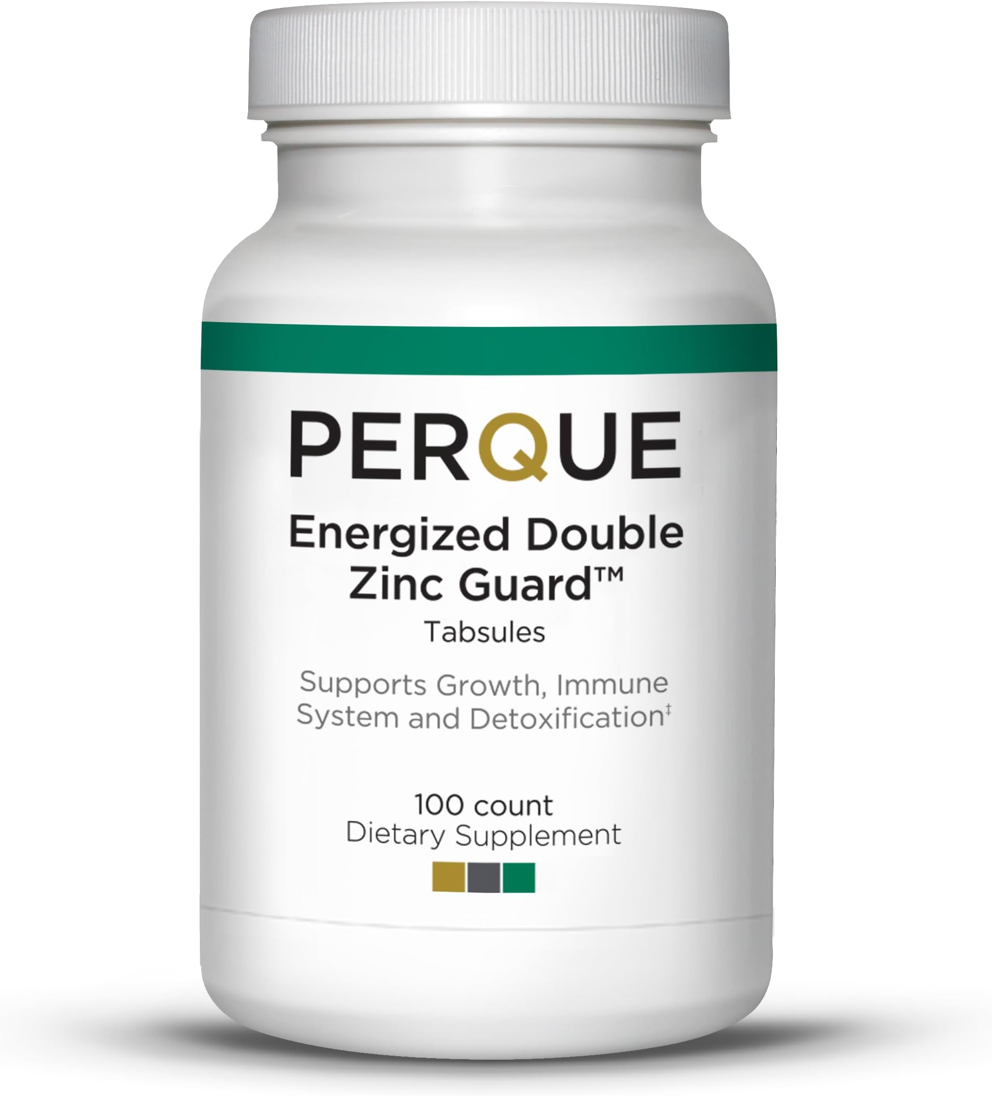 PERQUE Energized Double Zinc Guard 100 Tabs – Dual-Form Zinc Supplement with Picolinate & Citrate – Supports Immune, Skin & Cellular Health – High-Absorption, Non-GMO, Gluten-Free Formula – 100ct