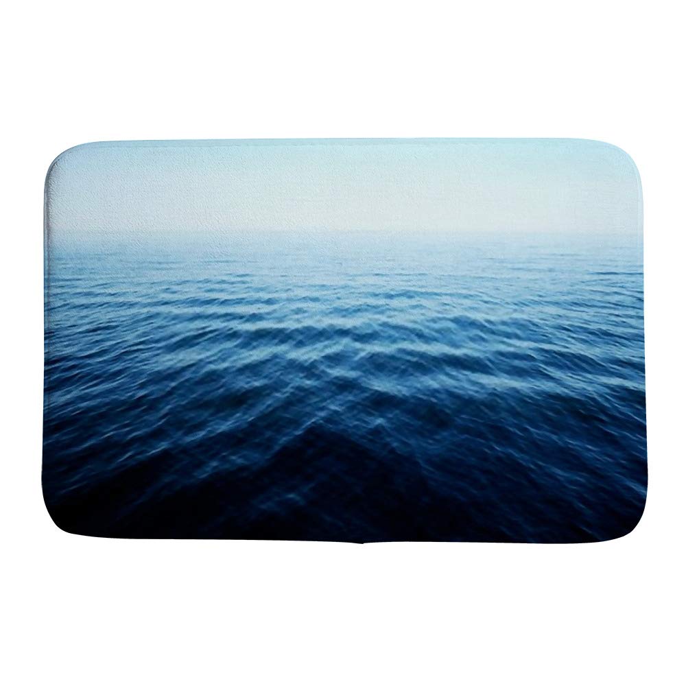 Tapis de bain bleu fond marin moelleux coloré CHEHONG pour cuisine et salon en polaire