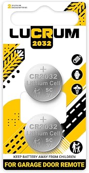 Lucrum 2-Pack Garage Door Remote Battery for Liftmaster 375UT, 380UT 2-Button, 893LM 893MAX - CR2032 Battery for Garage Door Remote