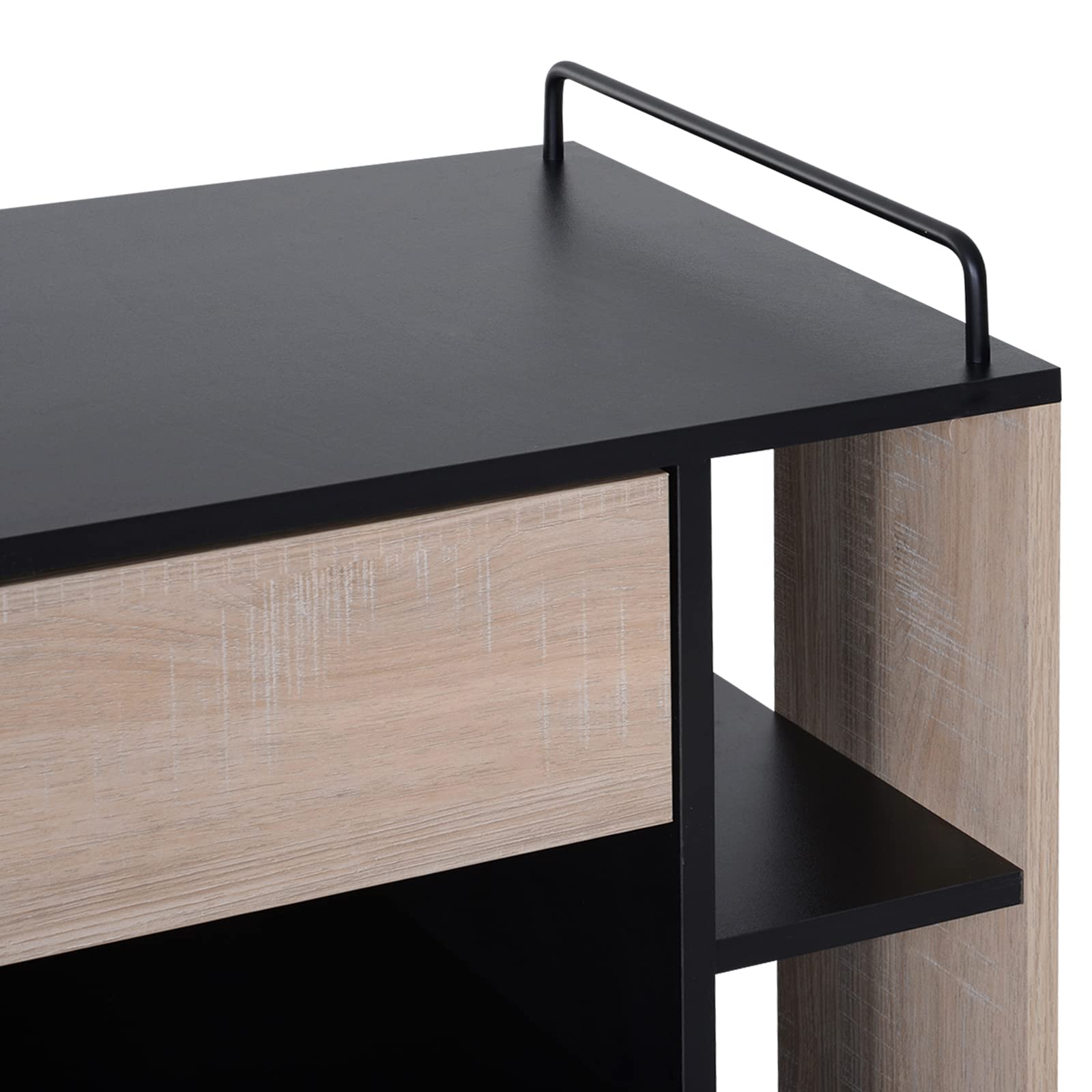 HOMCOM Carrello da Cucina Multiuso Moderno con Ruote 76,5x40x82cm Rovere | Cassetto, Anta in Legno