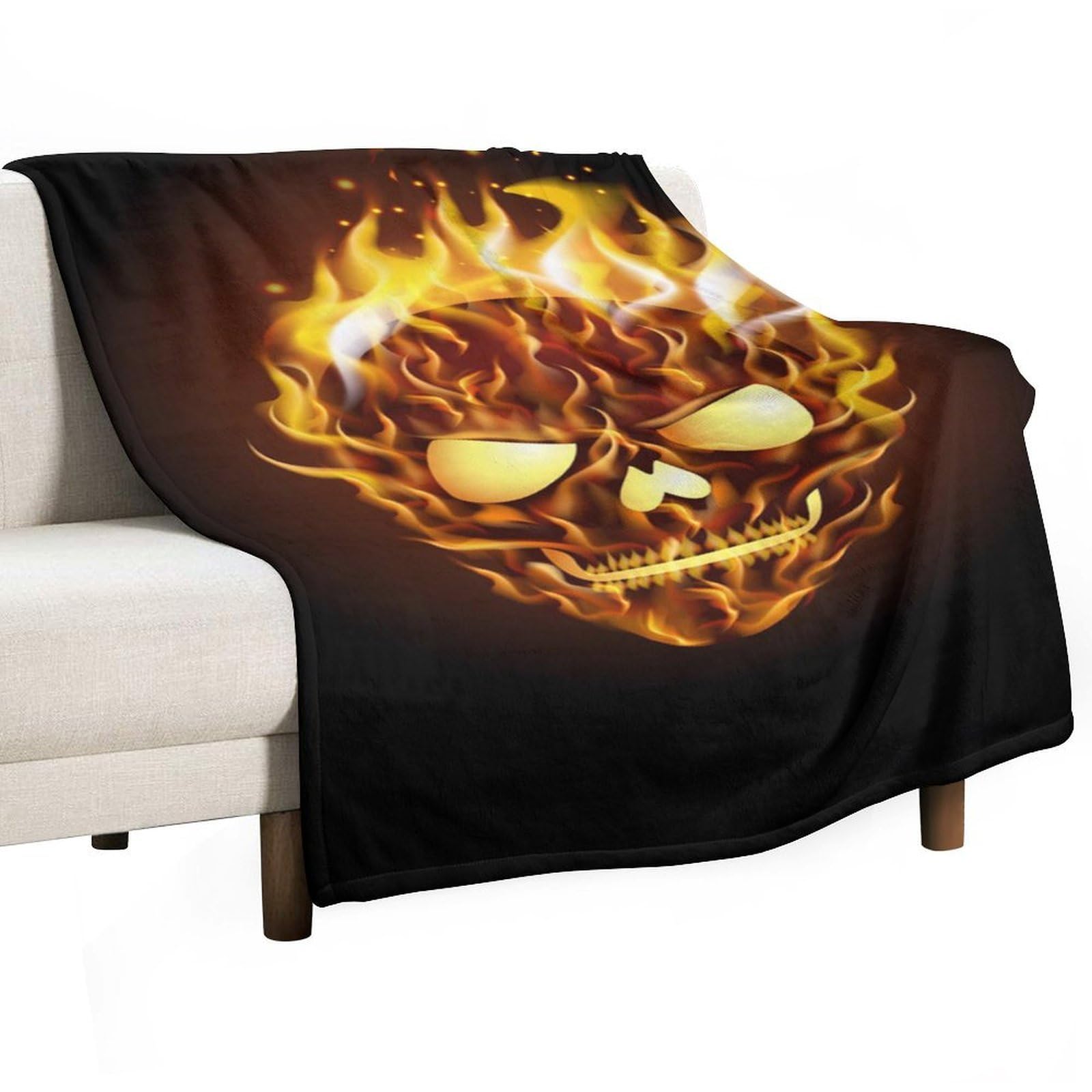 MHYRAC Flannel Blanket, Skull with Flame Throw Blanket for Couch Sofa Bed Office, Soft And Comfortable Without Pilling