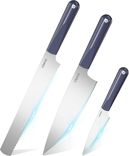 CIARRA Juego de 5 cuchillos de cocina profesionales, juego de cuchillos de chef, cuchillo de pan, cuchillo utilitario, cuchillos de cocina de acero