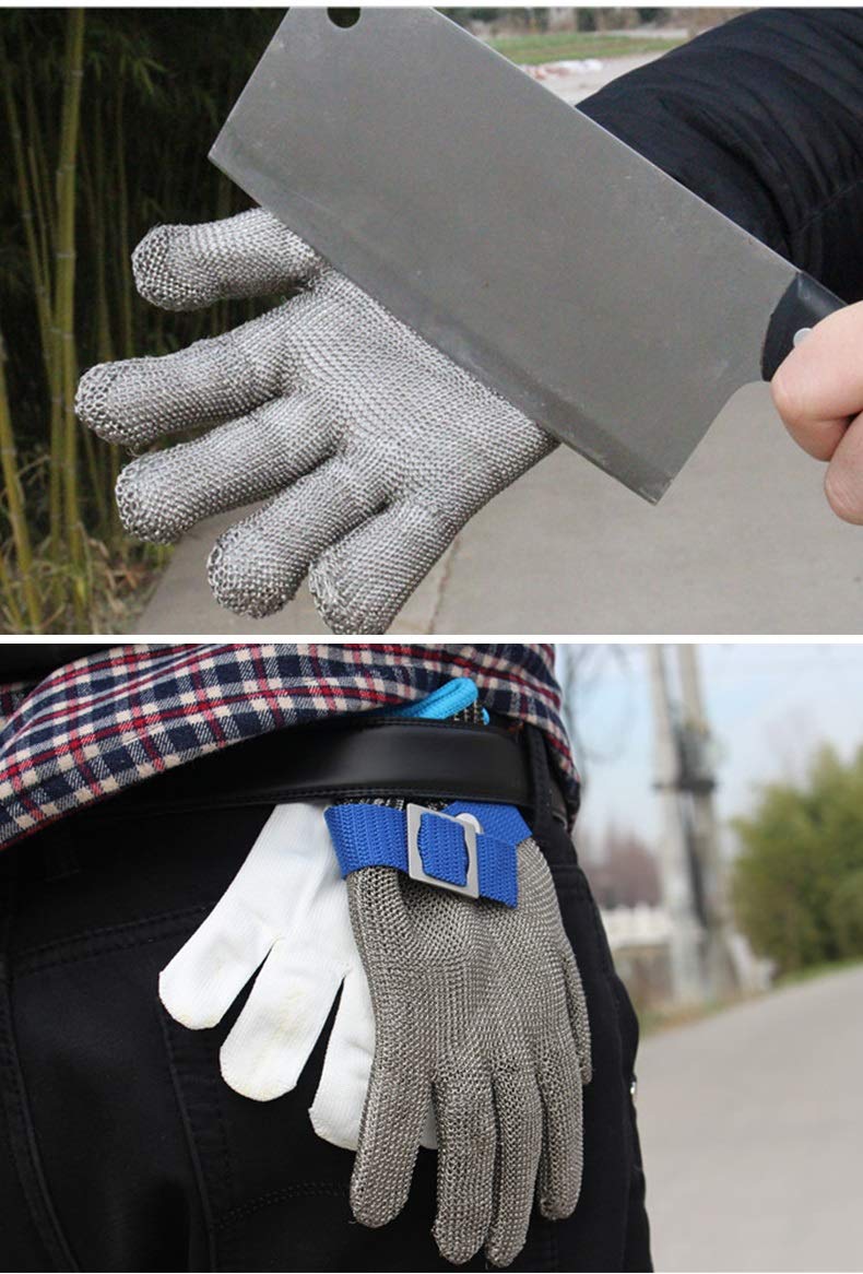 Guantes Anticortes, Guantes Resistentes a Cortes, de Alambre de Acero 316L, Resistentes a Cortes, para Pesca, Tallado de Madera y Carne.