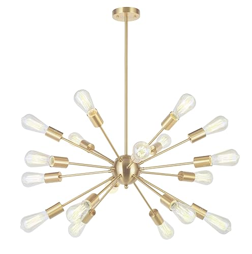 BONLICHT Contemporary Large 18 Light Brushed Brass Sputnik Pendant Lighting