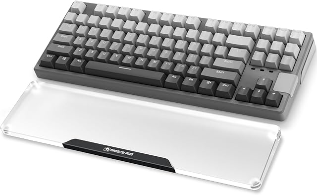 MAMBASNAKE Podkładka Pod Nadgarstek do Klawiatury 80% - Wrist Rest Laptop - Premier Clear Acryl - Antypoślizgowe Gumowe Nóżki - Do TKL 87 Key Klawiatury/Biura/Gier/Pisania/MacBook - Czarny
