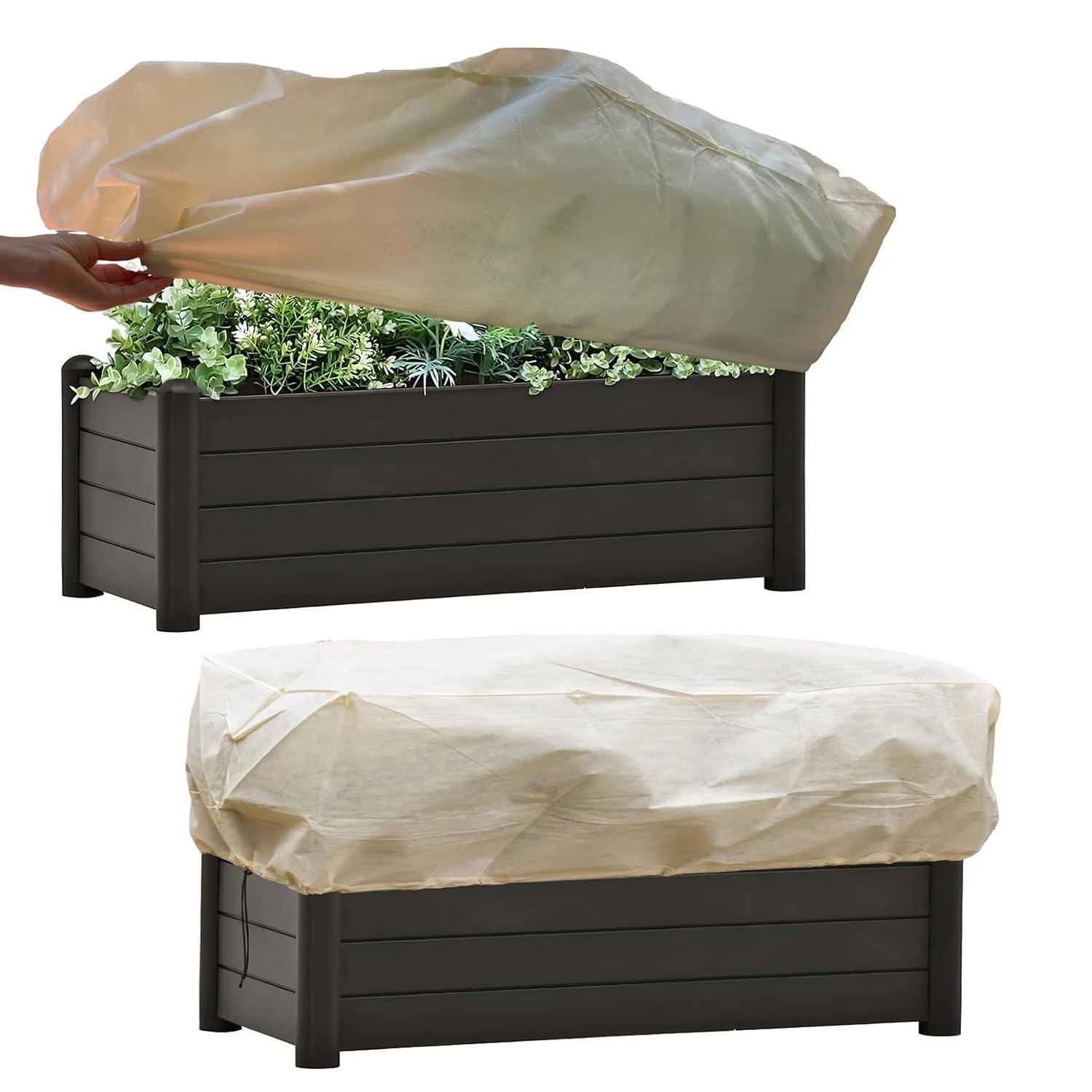 Protège-Pot Rectangulaire Protège les Plantes sur le Balcon, L'Appui de Fenêtre et les Jardinières de Patio Contre le Gel et le Vent 2 Pièces Cloche de Protection pour Plantes Réutilisable
