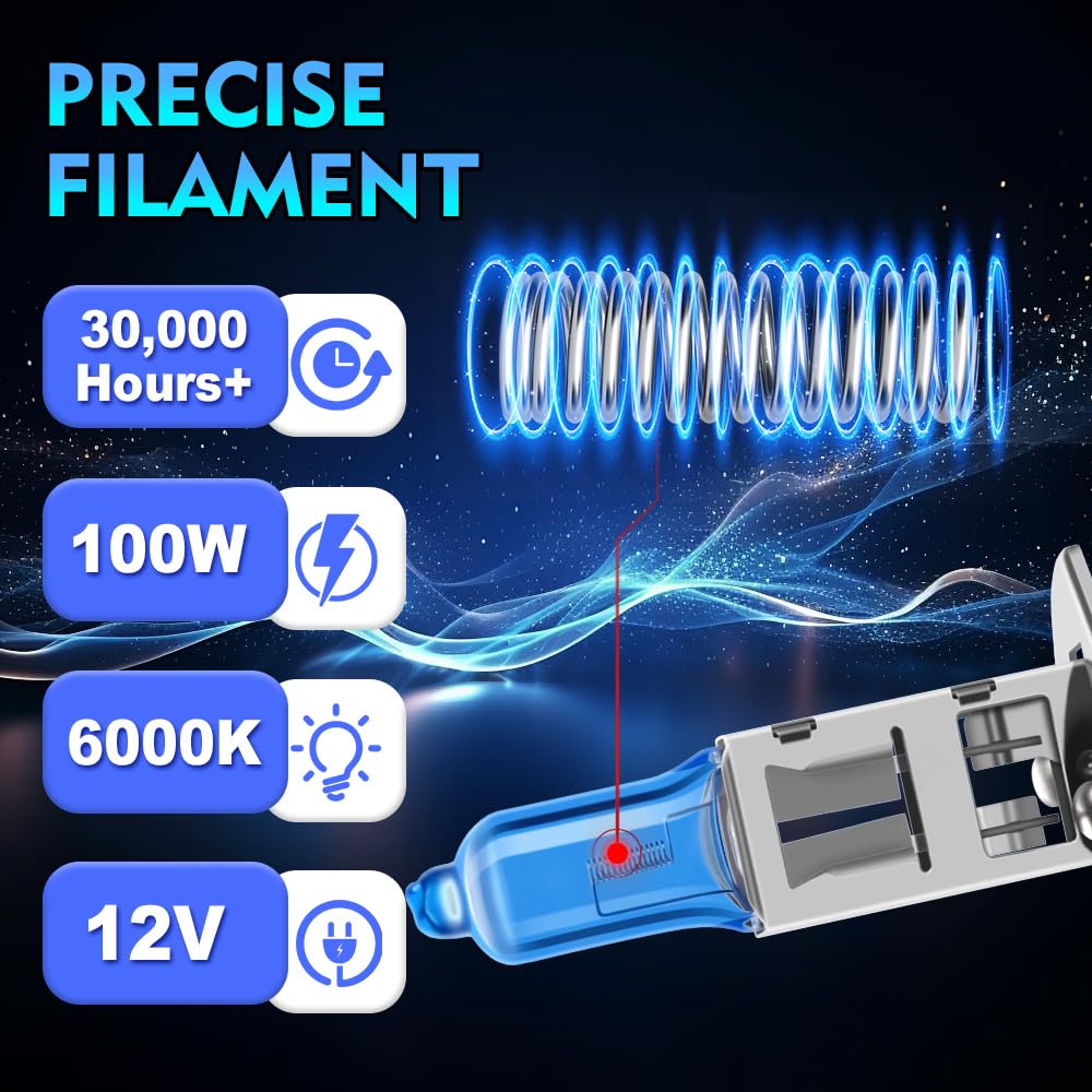 Lampadina Faro Auto, 20000LM, H1/H7 Luci Abbaglianti e Anabbaglianti, Lampadina alogena per auto, Lampadina alogena 6000K alta luminosità, For Citroen C3 2002-2016