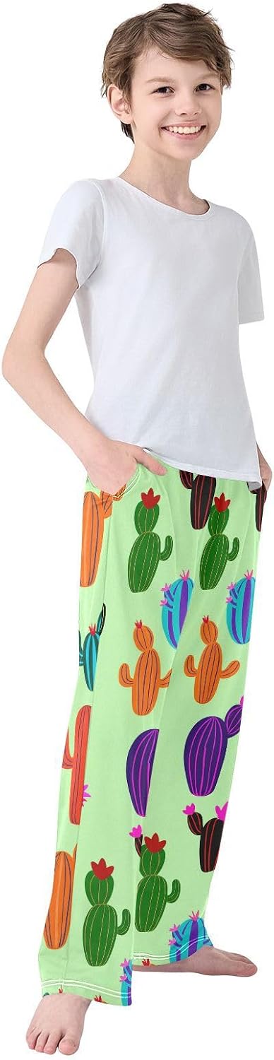 J JOYSAY Blooming Cactus Plant Lightgreen Pajamas Pants Soft Long Pajama Bottoms Lounge Sleep Pants Size S-XL