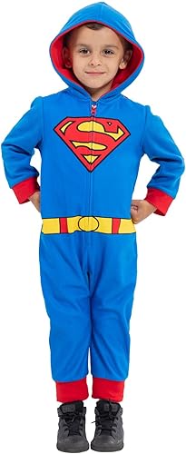 Miniatura 2 de DC Comics Justice League Superman Batman Flash Zip Up Pijama Cosplay Enterizo Niño a Niño Grande