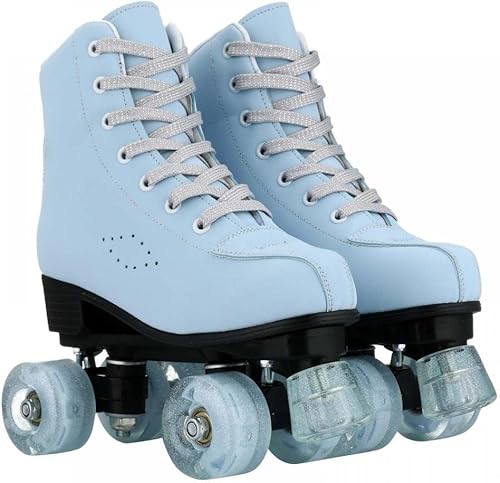 Miniatura 8 de XUDREZ SkyBlue - Patines de ruedas para mujeres y niñas, de material esmerilado de alta calidad, patines clásicos de doble fila para principiantes,