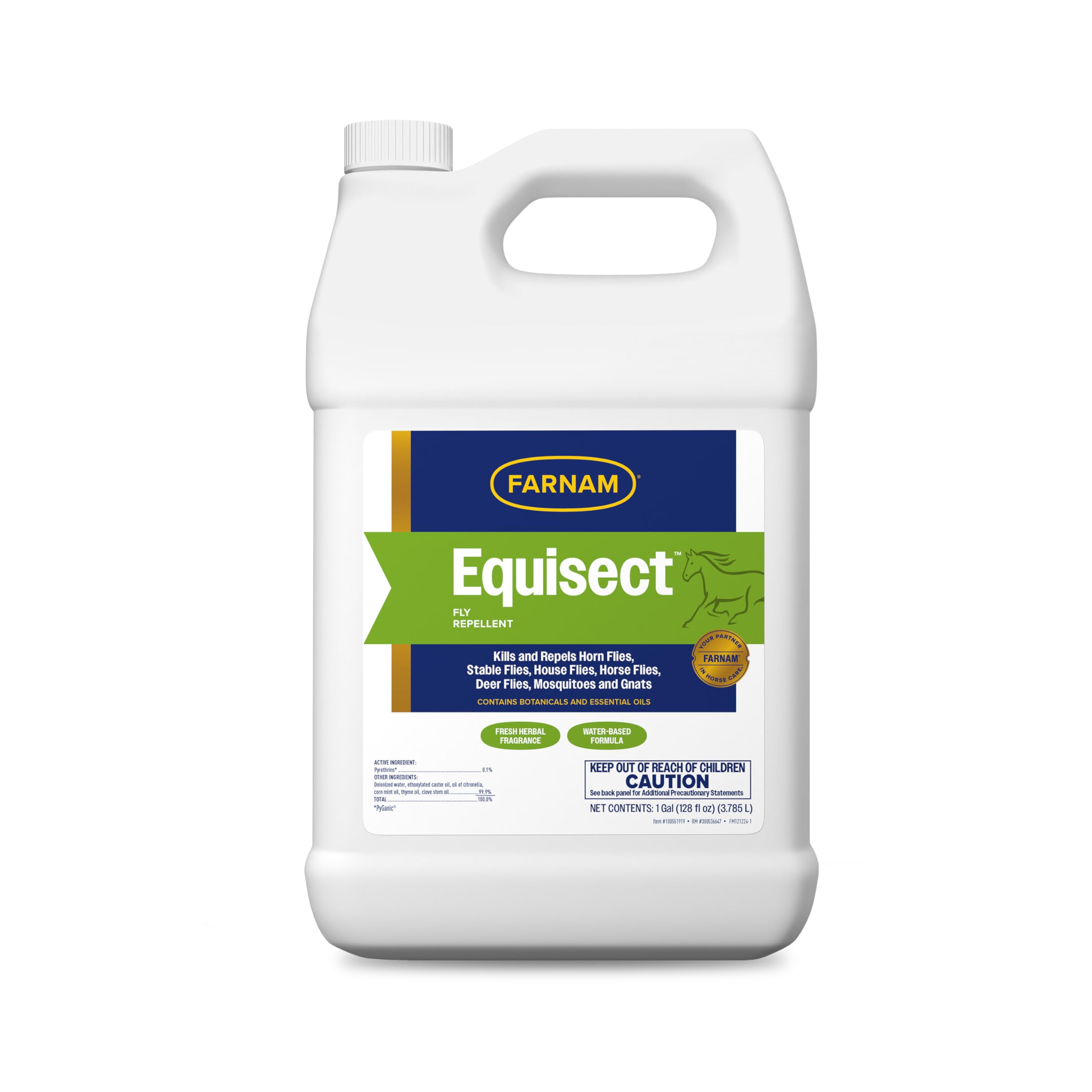 Equisect Water-based Botanical Fly Repellent with Herbal Scent for Horses, Dogs and Cats 128 ounces