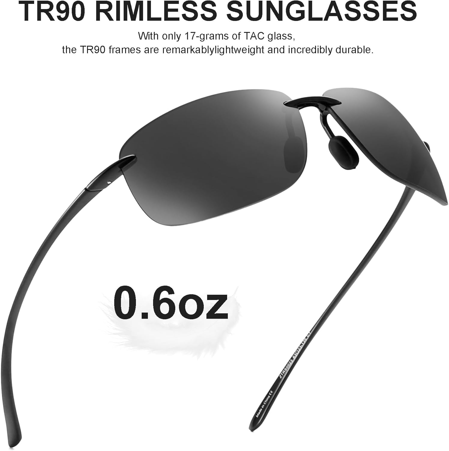 JIM HALO Sport Sunglasses for Men Women TR90 Rimless Frame for Running Fishing Cycling Driving