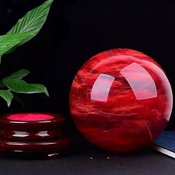 Amazon.co.jp: 赤い水晶玉天然石の球体 ヒーリングボールオーナメント