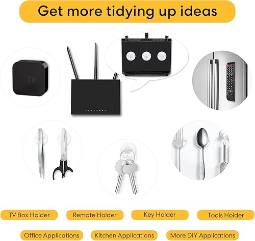 Miniatura 3 de Paquete de 8 soportes magnéticos para montaje en pared, soporte para control remoto, soporte para caja de TV, soporte para enrutador Wi-Fi,