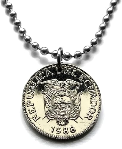 1988 Ecuador 1 Sucre coin pendant escudo Ecuatoriano Guayaquil Quito Cuenca Machala Manta Portoviejo Ambato Chimborazo Guayas Eloy Alfaro Ibarra Los