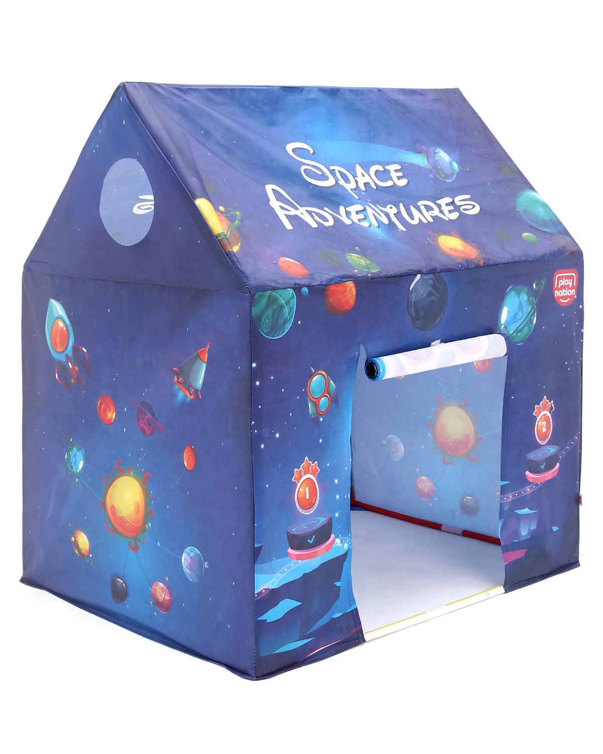 Play Nation Premium 'Explore Space' Adventure Themed Foldable Tent House | Water Proof Hut Size Portable Play Tent House for Kids | Birthday Gift | BIS Certified | Blue | 3+ Years