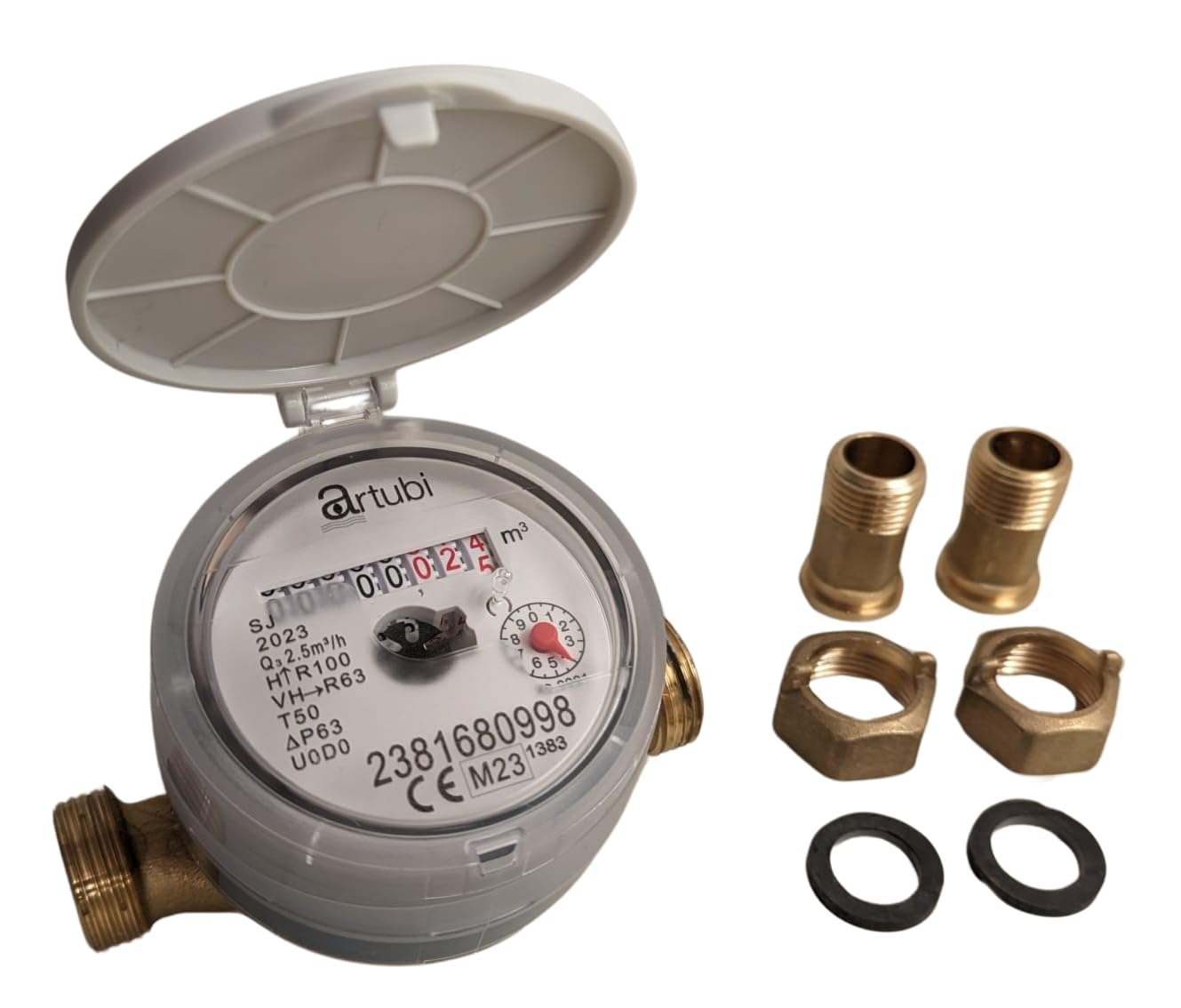 CONTATORE ACQUA FREDDA DN15 (1/2") OTTONE CERTIFICATO ACQUA POTABILE DM174/2004 MID 110mm